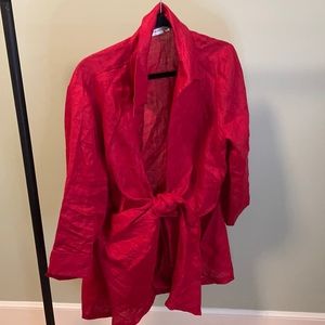 Tie Front Linen Shirt from Neiman Marcus